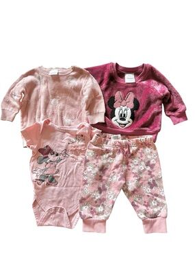 Disney Baby 4 piece clothing lot baby girl sz 3m sweater, sweatshirt, pants, top